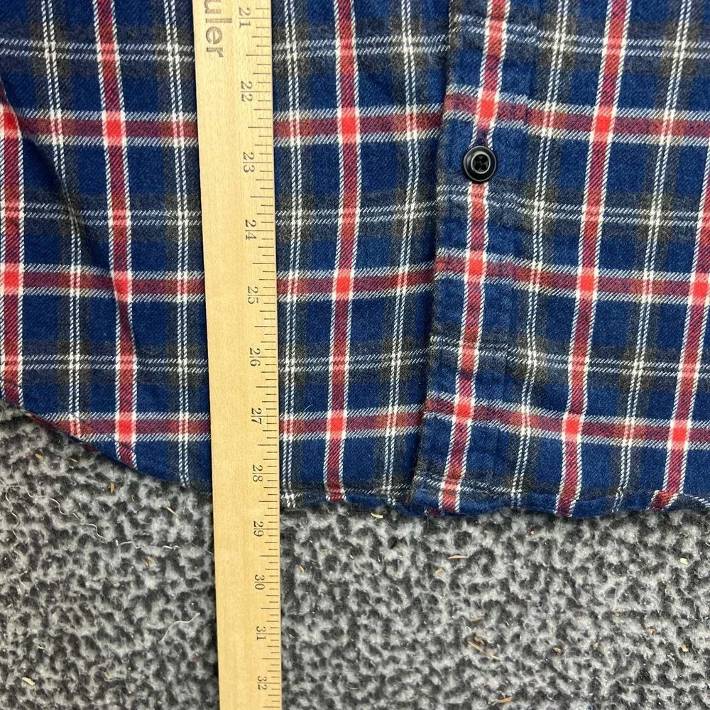 J. Crew Button Up Shirt Men Medium Blue Red Plaid Cotton Flannel M